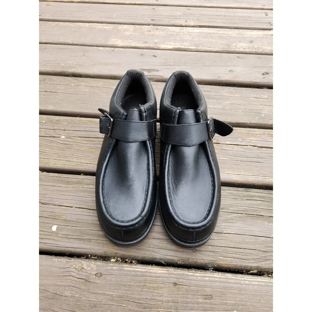 90s Lugz Loafers Black Leather Buckle Monk Strap Michael Chunky Lug Sole Mens 11